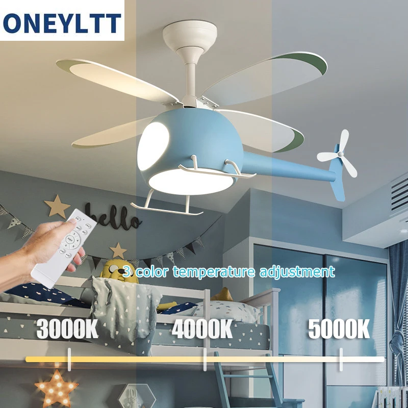 Children Room Ceiling Fan Lamp With Light Electric Fans Lights Small Bedroom Deco Cooling Decorations Remote Control