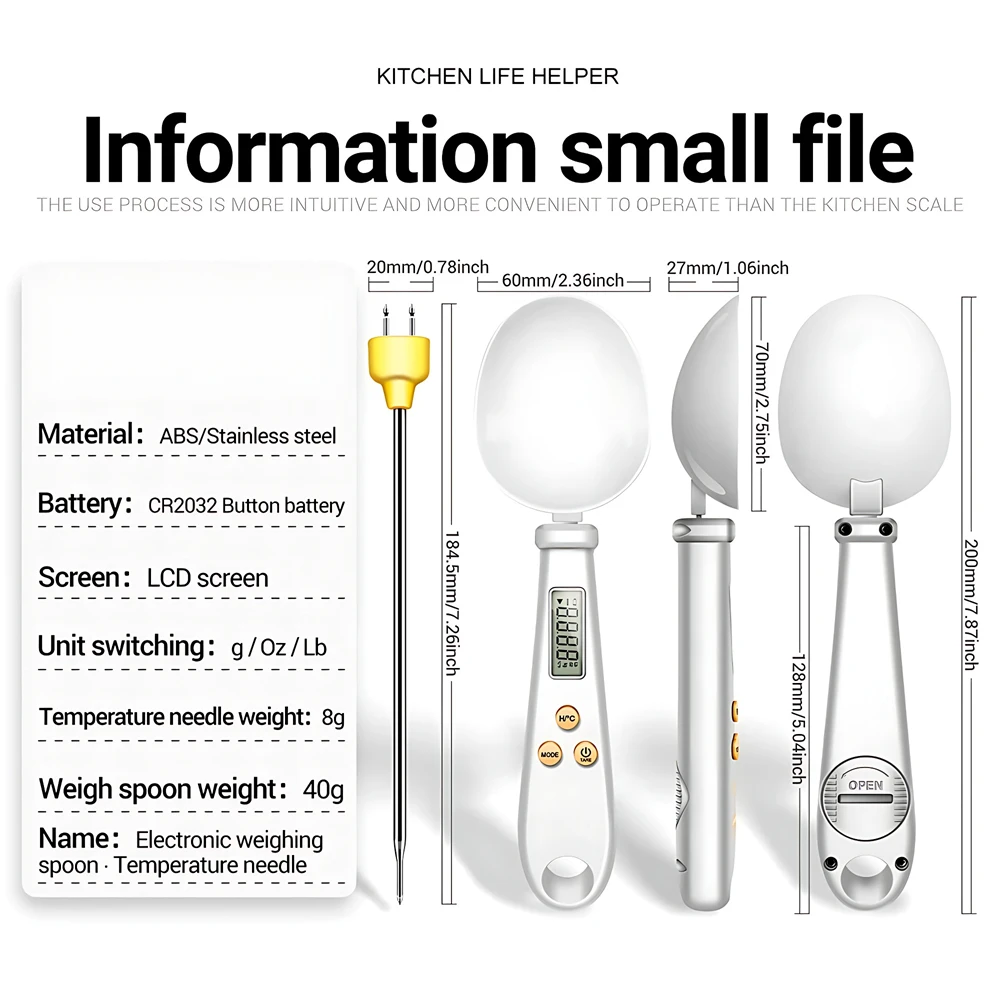 2 in1 Electronic Kitchen Scale LCD Digital Measuring Food Flour Digital Spoon 4