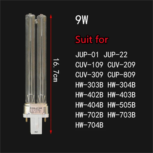 9w Replacement UV Lamp Bulb Spare Tube for Sunsun Hw-303b 304b 404b Jup-01 Uv Canister Filter Cf400uv, Cf500uv, G23 2 Pin uv lamp bulb replacement