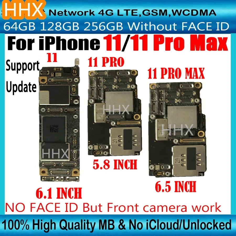 IPhone 11 pro max用のロック解除されたマザーボード,Face ID付きの