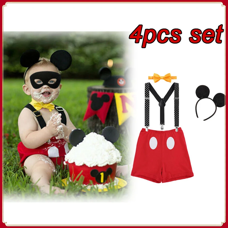 Baby Boy Clothe set Cake mah Outfit Newborn Mickey Printing 1t Birthday Party PP Pant Daily Wear Holiday Fsetival