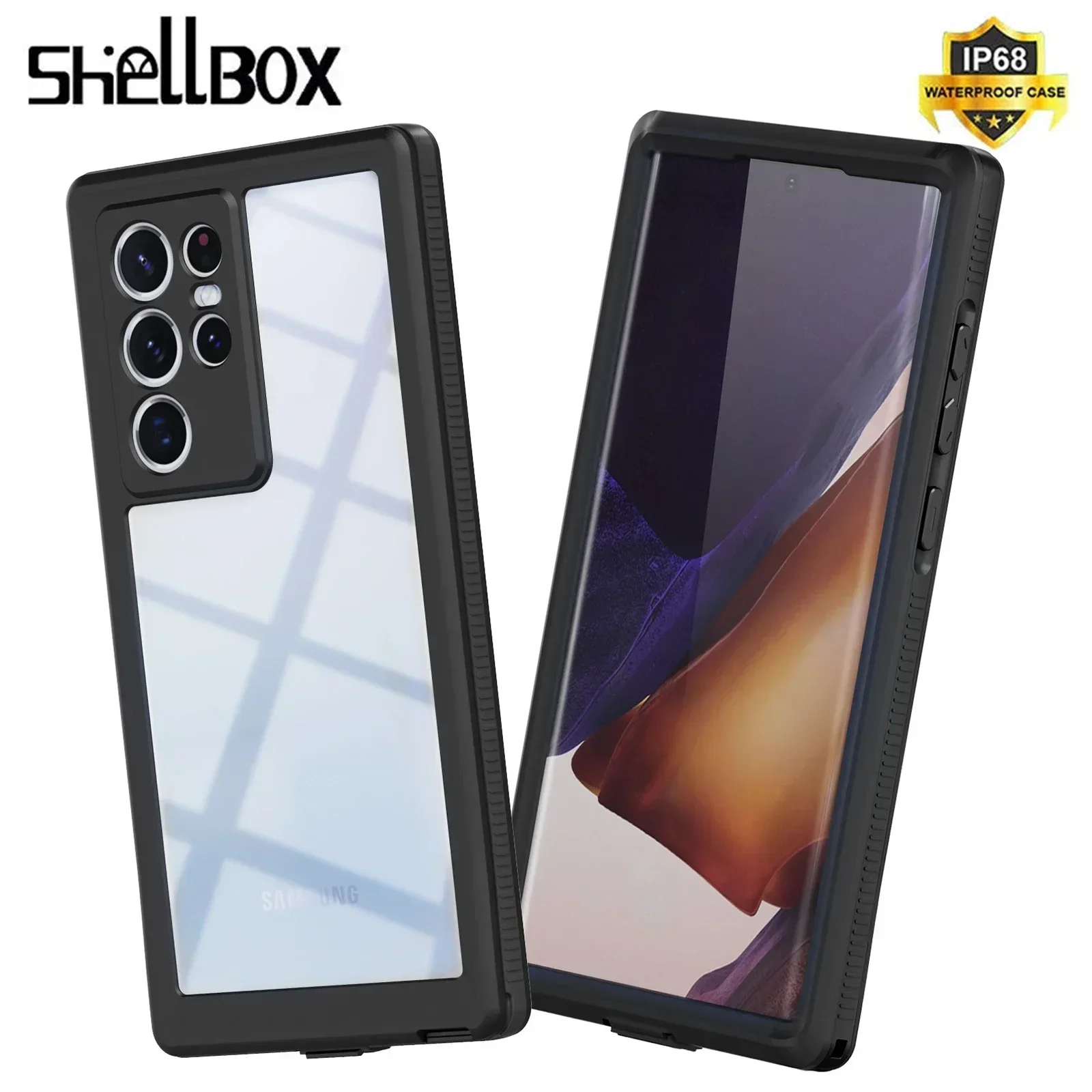 

Shellbox IP68 Waterproof Case For Samsung Galaxy S22 Ultra Full Cover S22+Plus Underwater Anti-Scratch Coque Built-in Protector