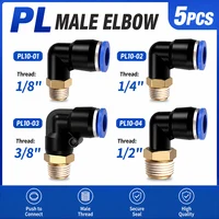 5PCS PL Series Straight Pneumatic Fittings - 10mm Hose to 1/8" 1/4" 3/8" 1/2" Thread Air Pipe Quick Connector for Compressor 1