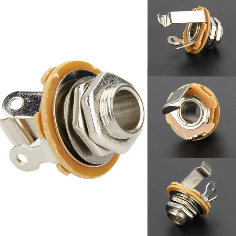 Electric Guitar Input Jack All Electric Guitar & Bass 1/4" (6.35mm) Mono Jack Socket Nut & Washer 10pcs/set