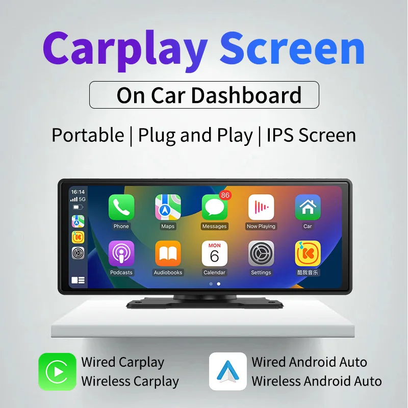 

Портативный автомобильный радиоприемник с беспроводным Apple Carplay Android авто видео MP5 мультимедийный плеер Стерео Авторадио головное устройство монитор Wi-Fi