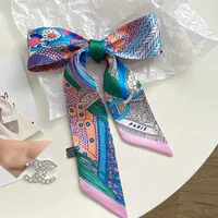 2024 Korean Fashion New Women's Twill Decorative Ribbon Small Scarf Binding Bag Handle Ribbon Hair Band Small Scarf Headband 2