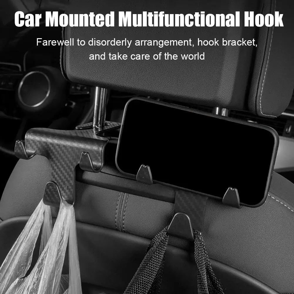 

Car Headrest Hook Phone Holder 2 In 1 Car Back Seat Hook For Purses And Bags Storage Hook Phone Support Stand Auto Fastener A5X0