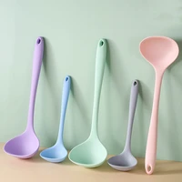 Long Handle Silicone Soup Spoon Large Ramen Noodles Tablespoons Hot Pot Porridge Ladle Scoop Kawaii Japanese Kitchen Utensils 2