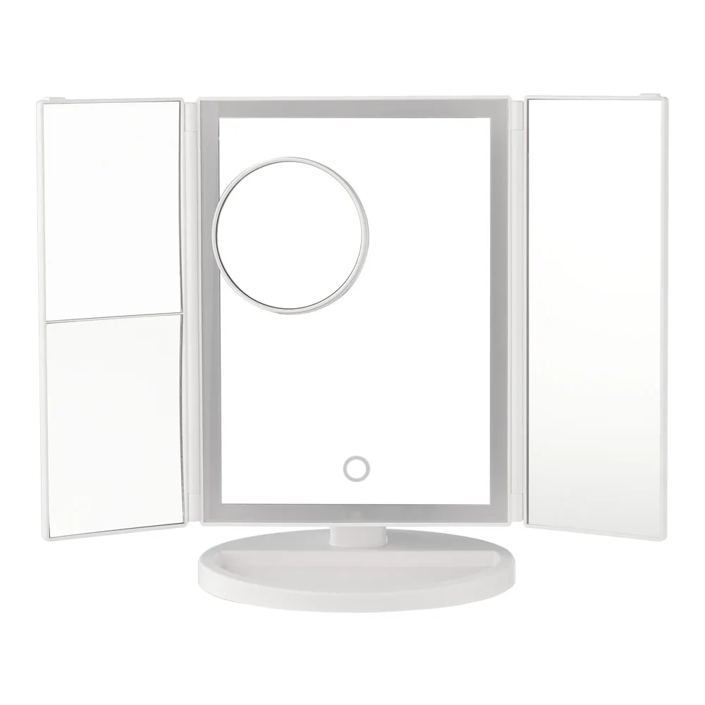 Modishion tri-fold makeup mirror, dimmable touch dressing table mirror, magnifying desktop mirror, light-filling mirror: 3 - 5 Days Free Delivery Only UK