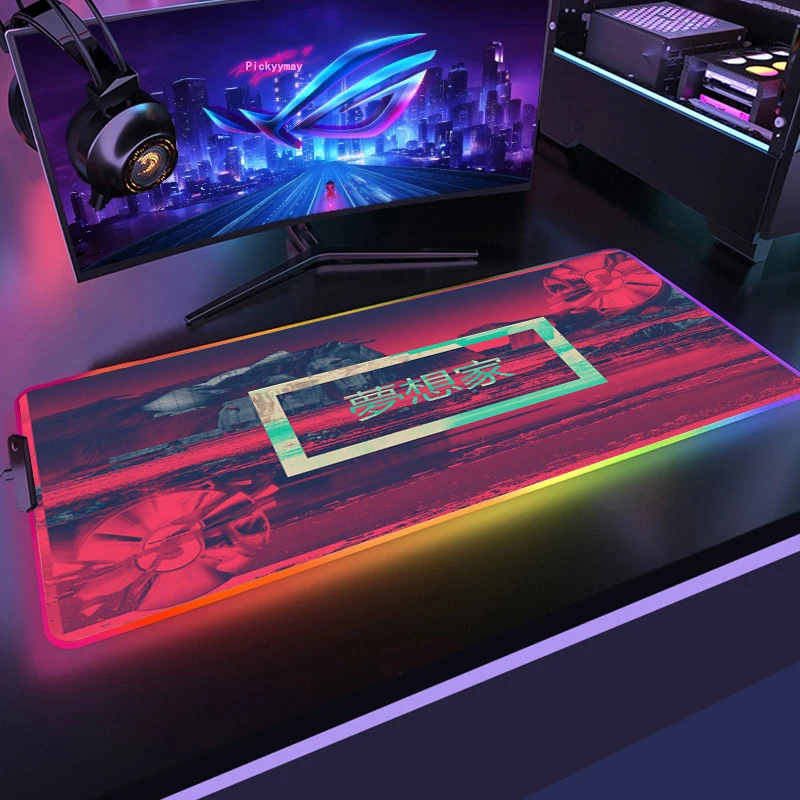 

Neon Style RGB Gaming Mouse Pad Large Home Mousepad Gamer Office Natural Japanese Rubber XXL Mouse Mat LED Light with Backlit