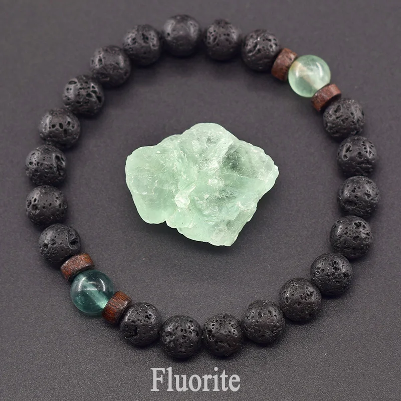 Bracelet with Natural Stones 8mm Wooden Accessories Volcanic Jewelry