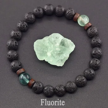 Bracelet with Natural Stones 8mm Wooden Accessories Volcanic Jewelry