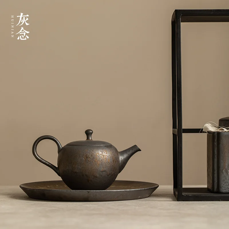 

Gray Reading Free Pot Japanese Gilding Rust Glaze Teapot Single Teapot Stoneware Kung Fu Tea Teaware Ceramic Tea Ware Gift