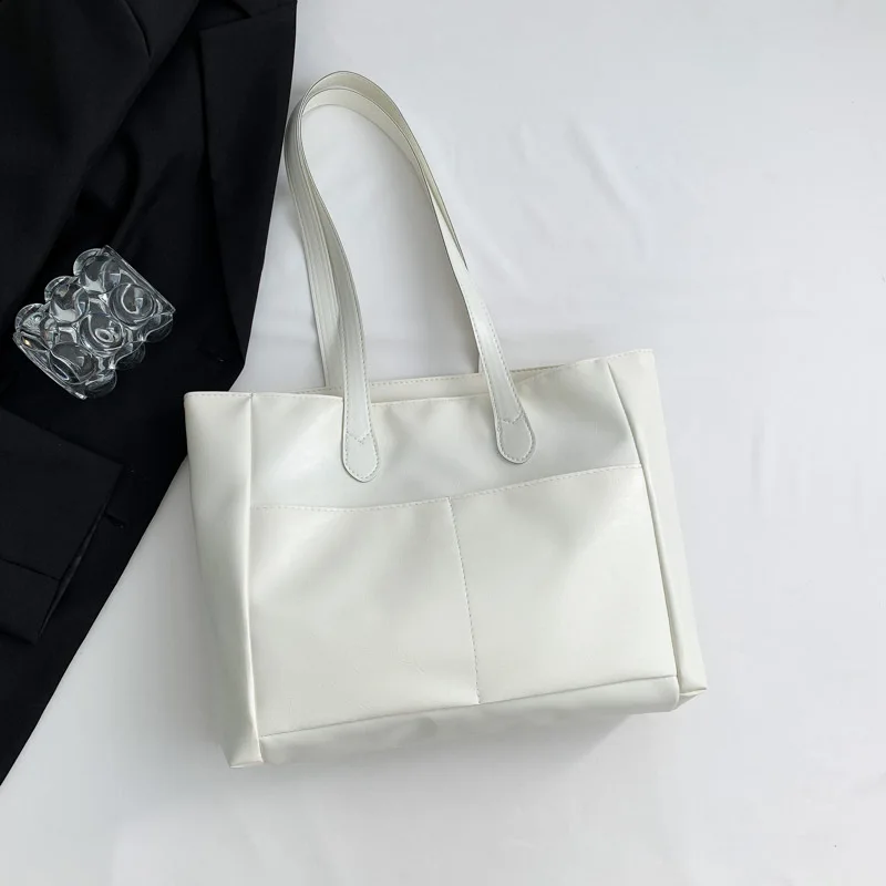 Trendy Solid Color Tote Shoulder Bag High-end Texture Fashion Shoulder Bag Versatile Work Commuting Women's Shoulder Tote Bag
