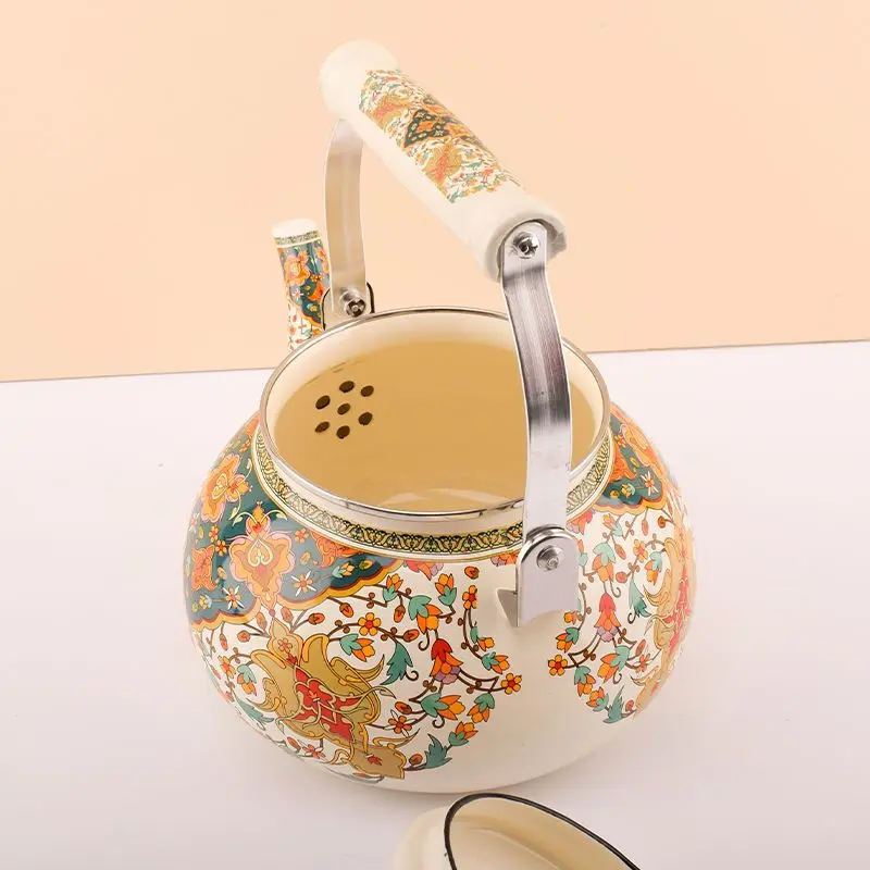 1.5L Porcelain Enamels Cute Teapot Kettle Coffee Milk Teapot Medicine Pot  Induction Cooking Gas Universal Household - AliExpress