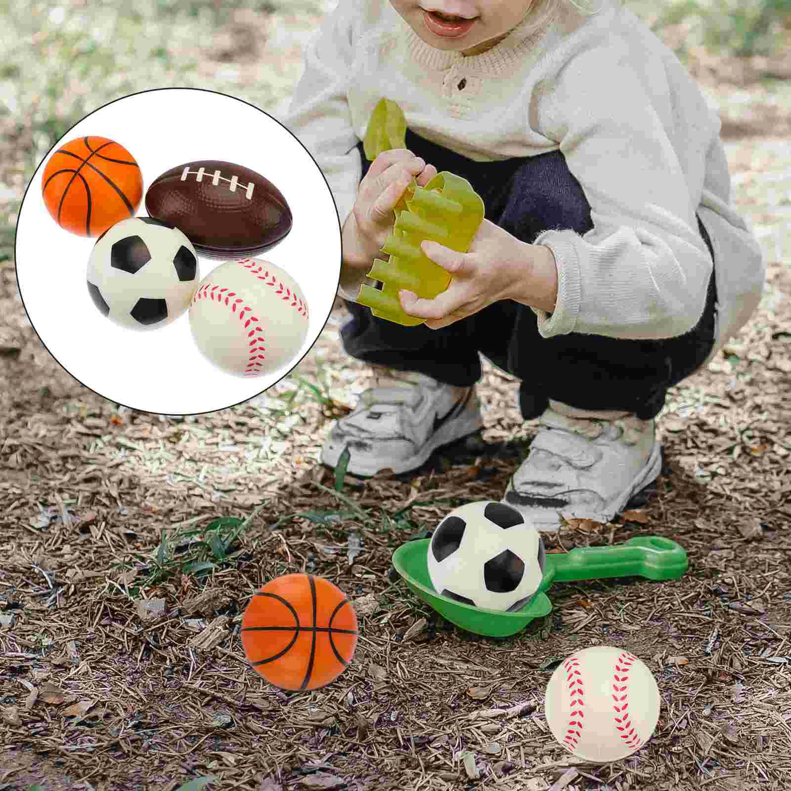 

4pcs Mini Sports Balls Stress Balls Favor Toys for Kids Party (1pc Rugby,1pc Football,1pc Basketball,1pcBaseball)