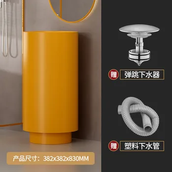 304 สแตนเลสสตีลรอบคอลัมน์อ่างล้างหน้าแบบบูรณาการชั้นยืนสวนกลางแจ้งอ่างล้างหน้า Luxury Bar โรงแรมห้องน้ําอ่างล้างจาน w 35