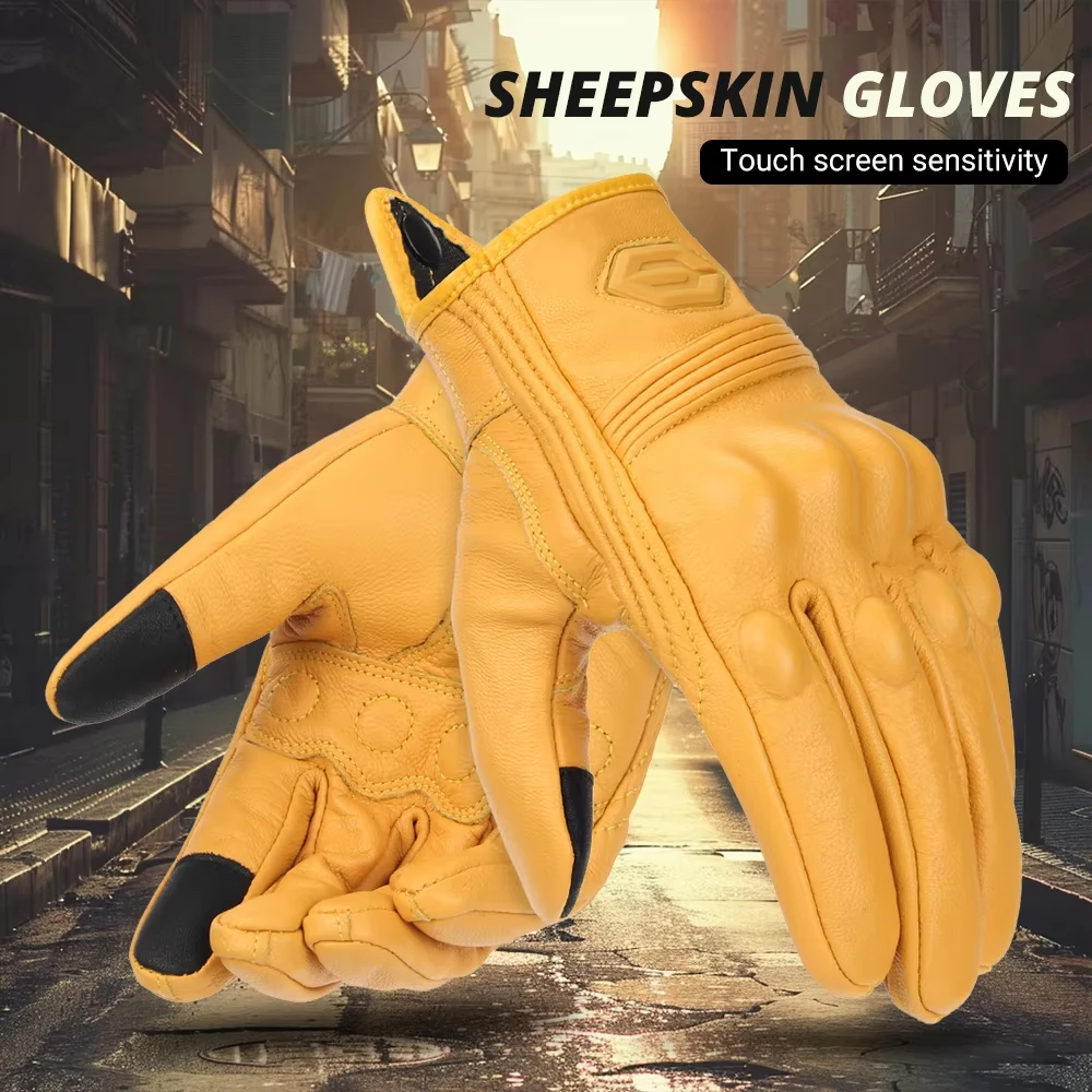 Motorcycle Leather Gloves Hole Men Motorbike Riding Gloves Touch Screen Breathable Moto Motocross Anti Fall Protection Motorcycle Gloves,Sports Gloves,Leather Motorcycle Gloves