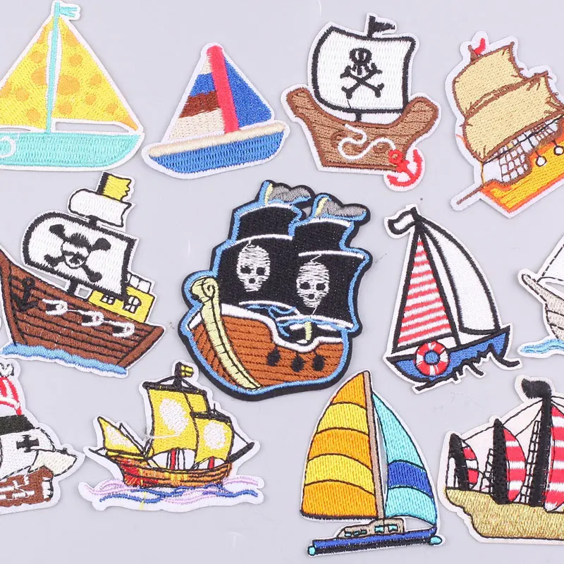 

Pirate Captain Sailboat Embroidery Patch for Clotching Accessories for Sewing Sports Shoes Patch Crochet Flowers Jeans Badge