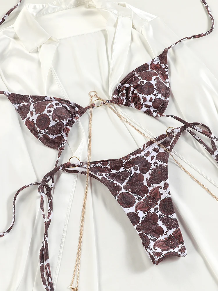 COOBBU Sexy Triangle Bikini Women\'S Swimsuit Low Waist Swimwear Sexy Rings Biquini Bandage Beachwear Brazilian Bikinis Bathing