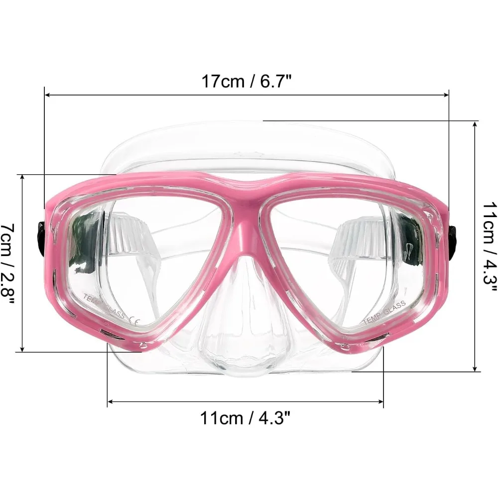 RX Prescription Optical Suba Diving Mask Myopia -1.0 to -8.5 Tempered Lens Anti-fog Free Dive Goggles freedive Pink
