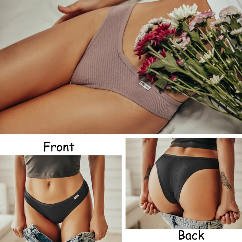 3/5Pcs Cotton Brazilian Panties Women Sexy V Waist T Back Underwear Female Soft Underpants Lady Bikini Lingeri