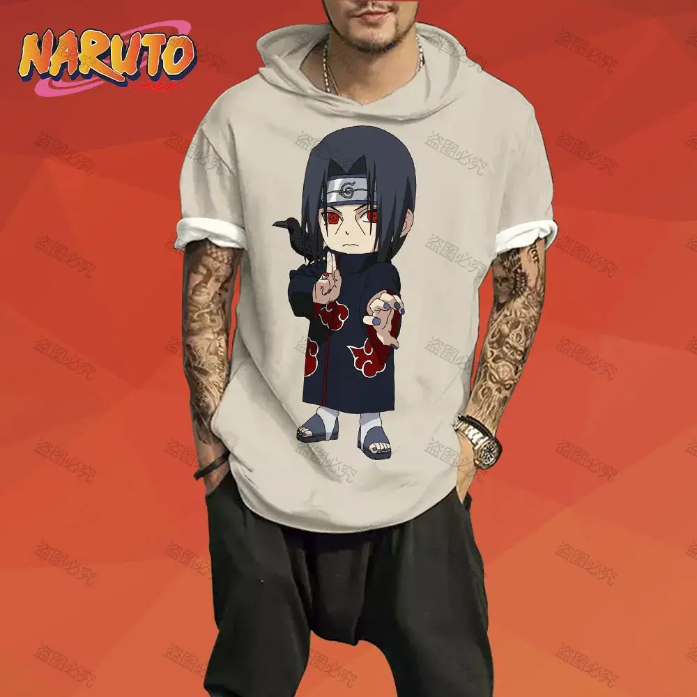 Футболка мужская оверсайз с капюшоном и коротким рукавом, в стиле «Наруто»  | AliExpress