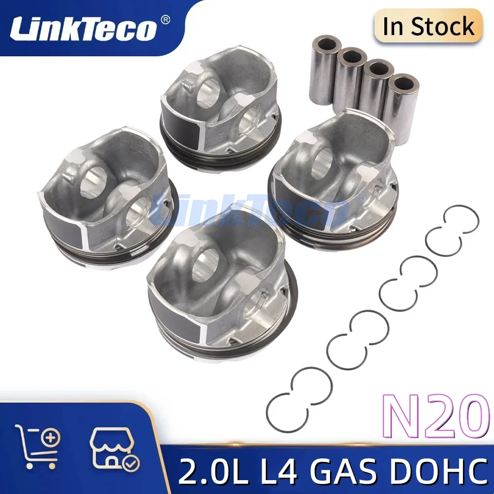 

4pcs Piston with Rings Set for BMW 220i 228i 320i 328i 520i 528i X1 X3 X4 X5 Z4 2.0 L L4 GAS DOHC Turbocharged N20