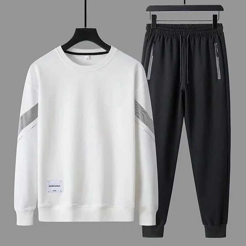 thumbnail image 1 of Conjunto de camiseta y pantalones de jogging para hombre, ropa gris para hombre, sudadera, chándal, trajes deportivos con alfabeto, moda, conjunto elegante de 2 piezas, XL, 1 of 5