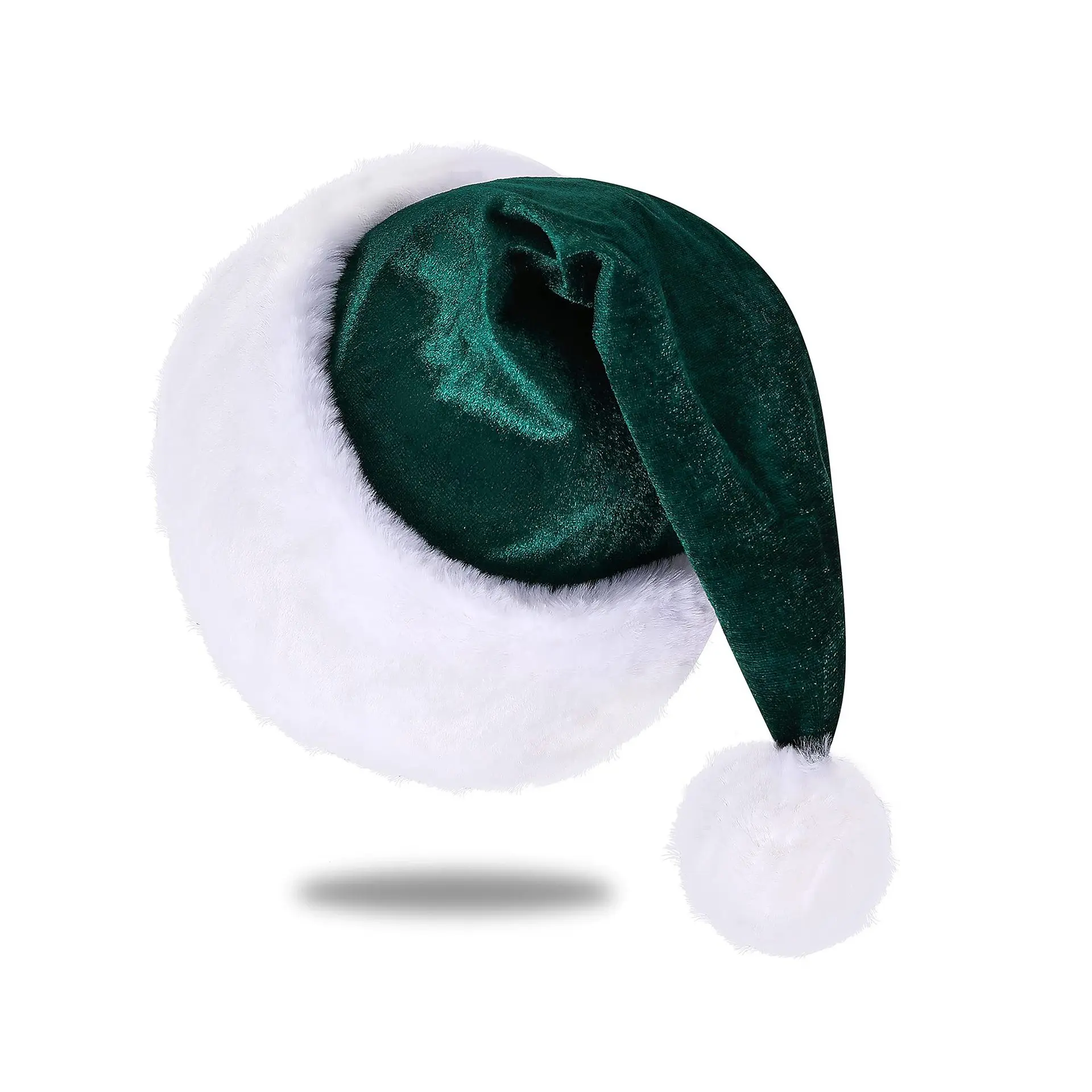 Cappello Di Babbo Natale In Morbido Velluto Per Adulti - Classico Rosso Con Pompon Bianco - Perfetto Per Feste E Capodanno