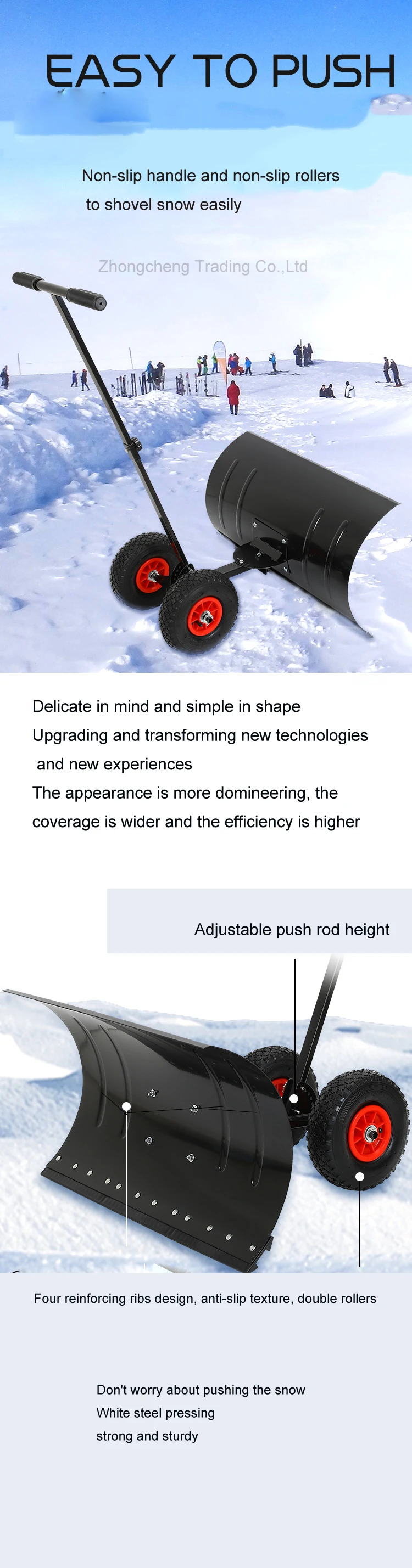 Wheeled Hand Push Snow Removal Shovel Large Snow Removal Tool Vehicle Snow Remov
