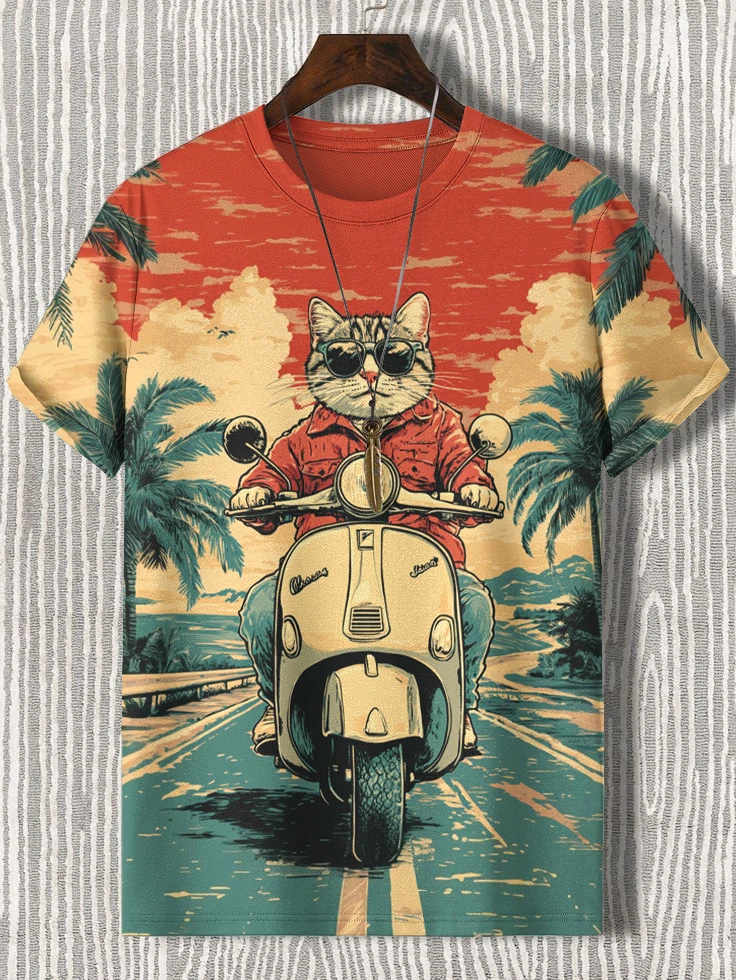 Casual Men Animal Print Short Sleeve T Shirt