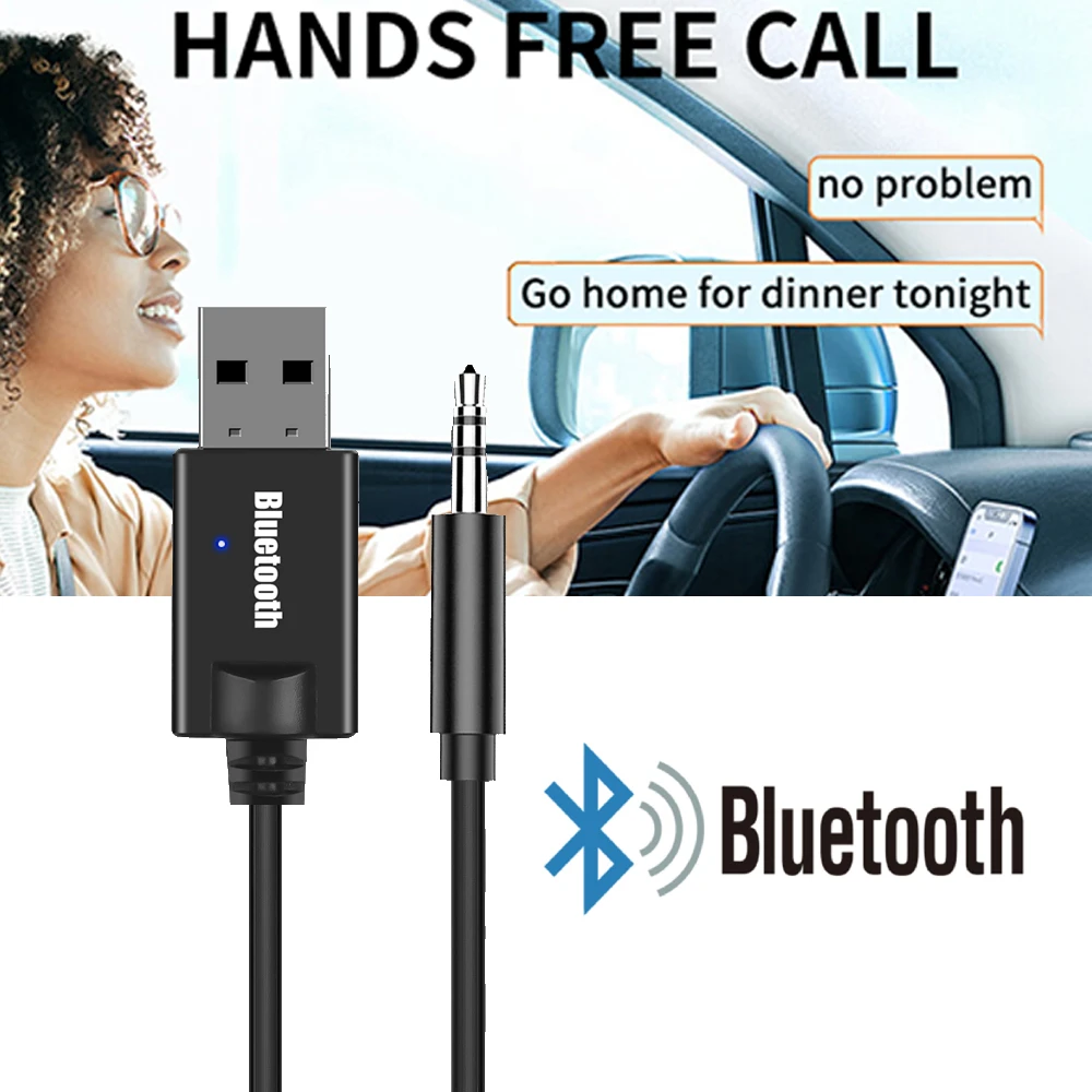 Bluetooth Receiver Car Kit Mini 3.5MM Jack AUX Audio Auto MP3 Music Dongle  Adapter for Wireless FM Radio Speaker Handsfree