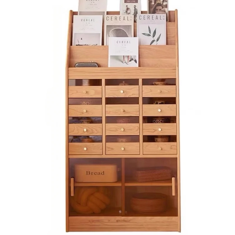 

Nordic solid wood bookcase, shelf, sofa side, modern minimalist bookshelf, living room storage, magazine cabinet