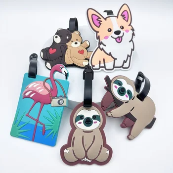 1pc Travel Accessories Luggage Tag Creative Sloth Bear Dog Plane Boarding Pass Suitcase Silicon Portable Travel Label