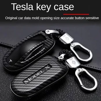 Custodia per chiave Auto in fibra di carbonio Shell per Tesla Model X Y Holder telecomando Fob portachiavi ABS accessori Auto protettivi - Custodia per chiave Auto in fibra di carbonio Shell per Tesla Model X Y Holder
