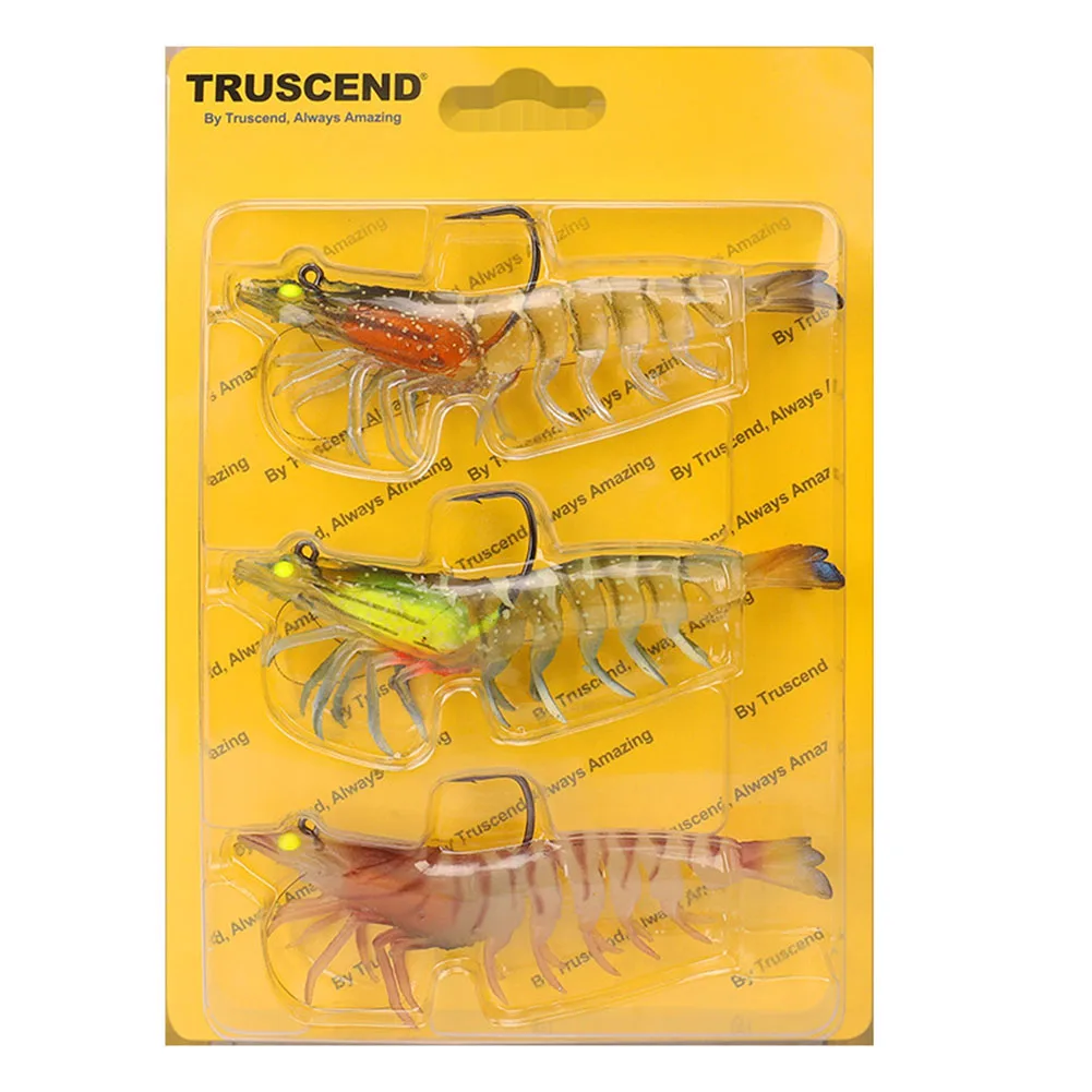 

3pcs/Set Super Fishing Lures 16.5x11.5x1.8cm For TRUSCEND Luya Soft Bait Luminous Shrimp Soft Bait Bionic Shrimp False Baits