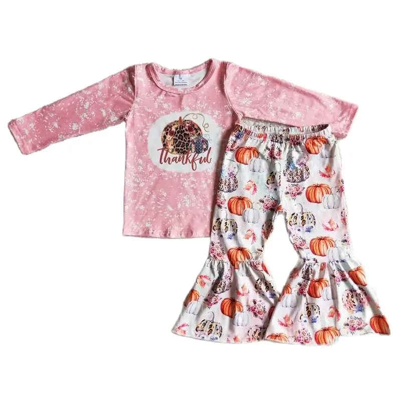 

Спасибо, Розовый Топ с длинным рукавом, расклешенные брюки с тыквой