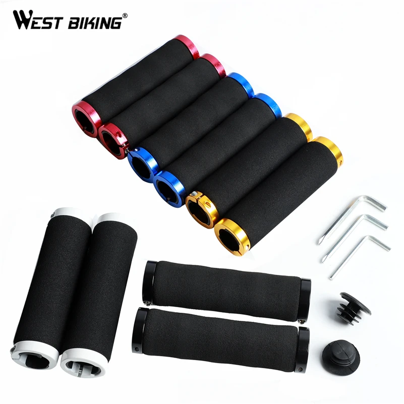 WEST BIKNG Bicycle Rubber Grips Non-Slip Rubber Bicycle Handlebar Grips Double Aluminum Lock on Locking Bicycle Handlebar Grips
