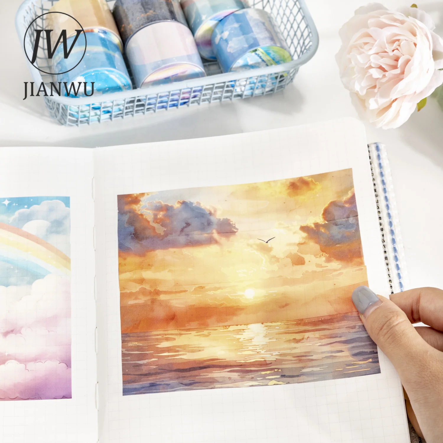 JIANWU 30mm*200cm Sky and Sea Series Landscaping Material Collage Washi Tape Creative DIY Journal Scrapbooking Stationery 4