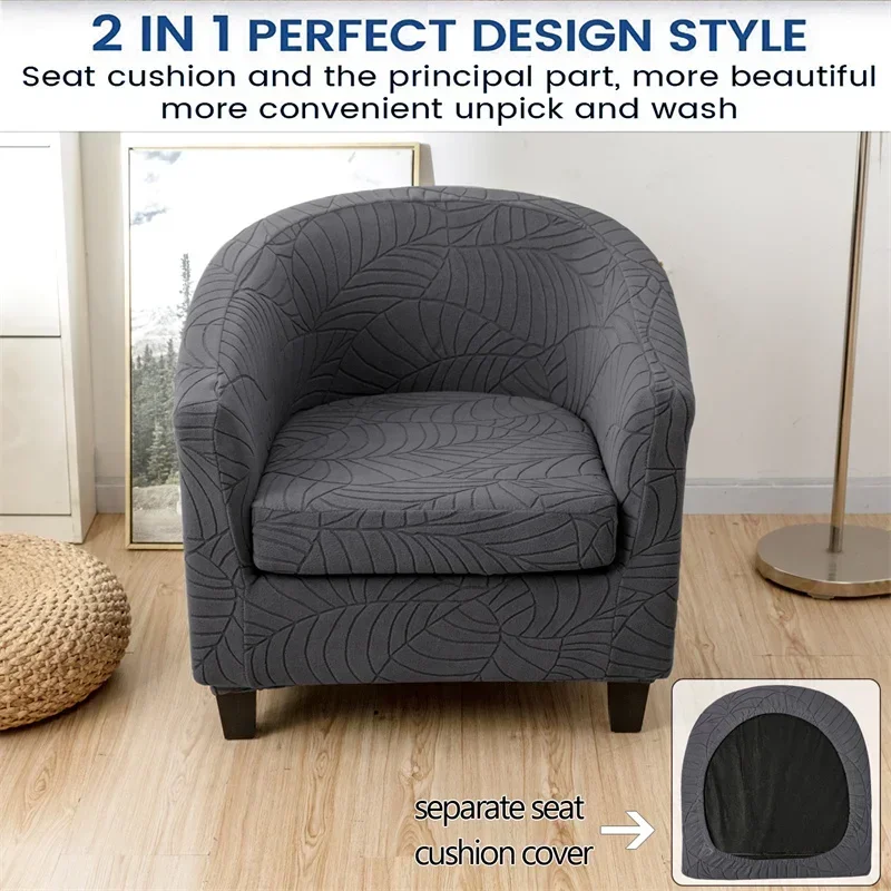 Leaves Jacquard Tub Chair Cover Image 13