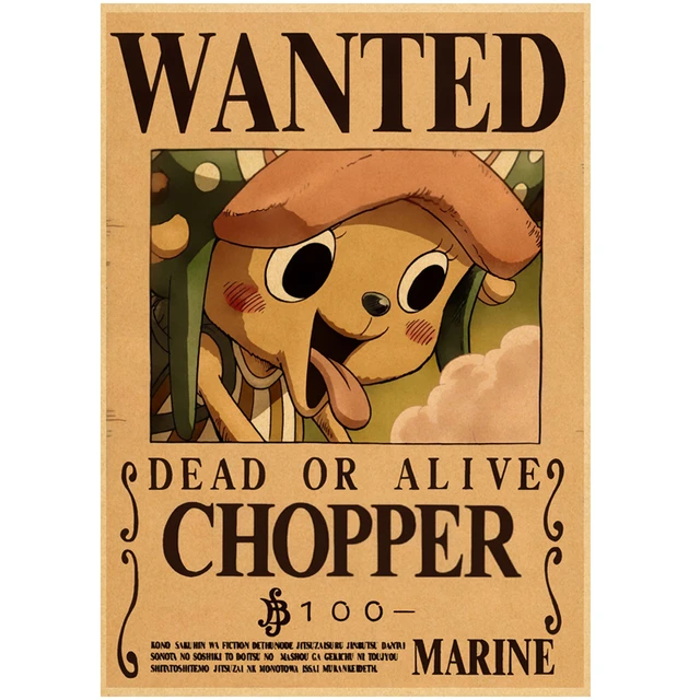 One Piece Action Figure Wanted Poster Craft Print Wall Sticker