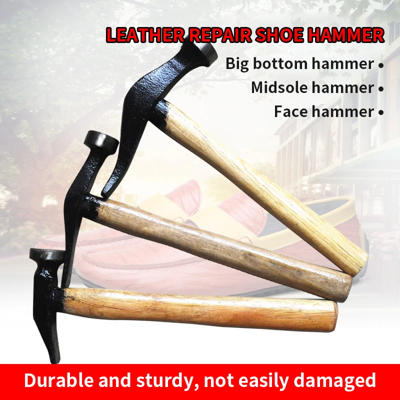 Wooden Handle Flat Tail Round Head Hammer Leather Small Bottom Hammer Shoe Repair Household Hardware Tool for leather tools,leather craft tools,leather craft tool,leather craft hammer