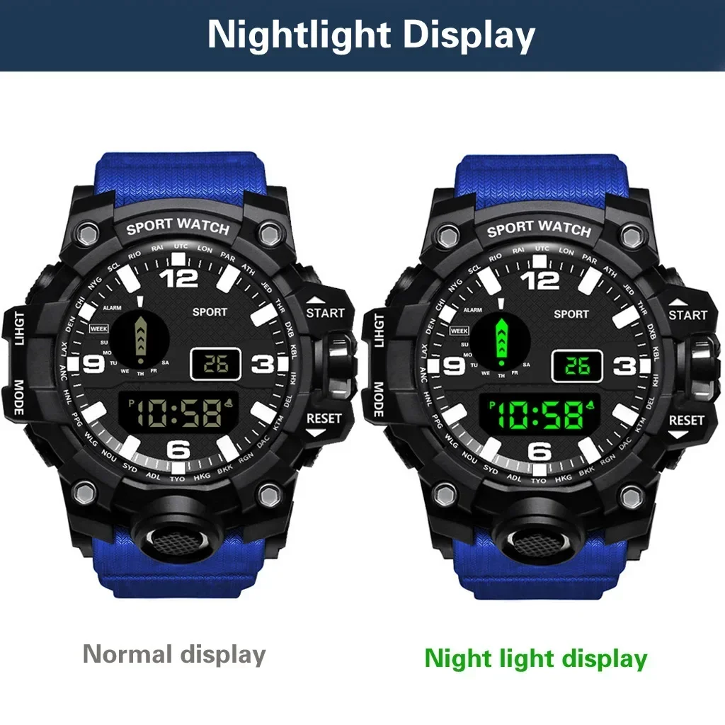 MAYZHISU Men's Sports Watch Luminous LED Digital Men Sport Watch Alarm Clock Waterproof Multifunction Military Electronic Watch