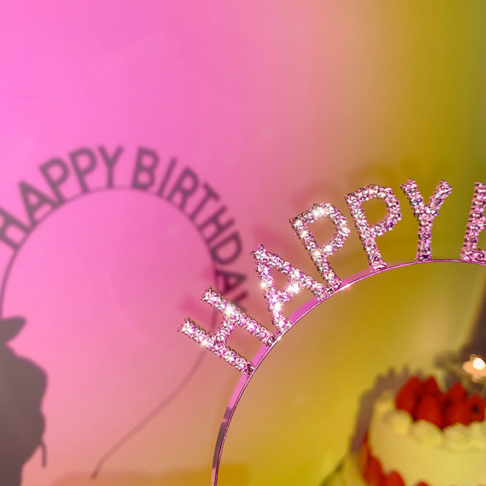 1PC　Crystal "Happy Birthday" Headband, Glittering Birthday Hair Accessory, Ideal for Adding Glam to Birthday Parties