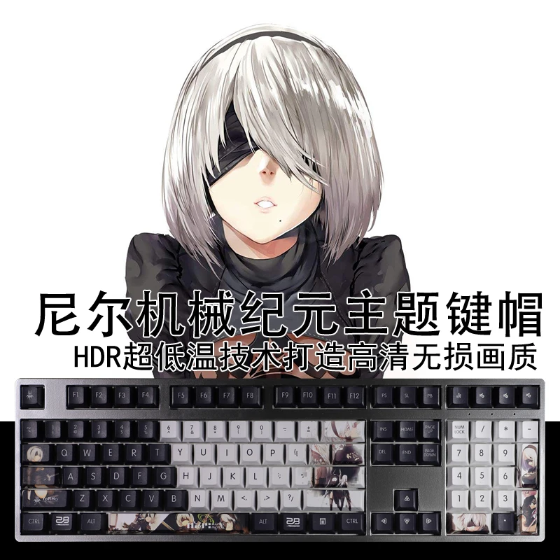 Desenhos Animados Anime Gaming Key Caps Pbt Dye-subbed Keycaps Perfil Cereja Nier 2b Keycap para Ansi 61 87 104 108 Chaves Set