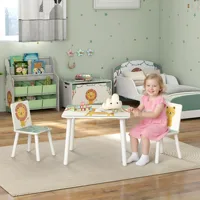 Aiyaplay Table et chaises pour enfants 3 pièces en bois de pin 60X60X44 cm 2