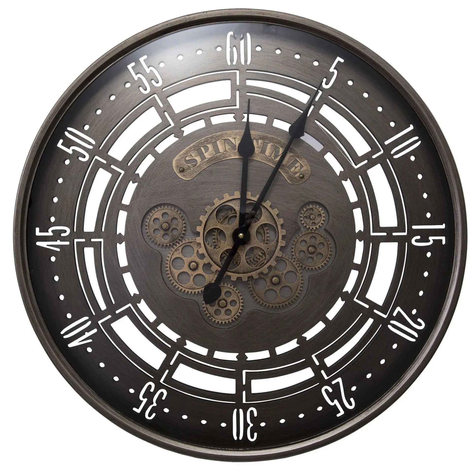 

American wrought iron decorative gear wall clock living room retro creative pointer clock Nordic fashion quartz clock wholesale