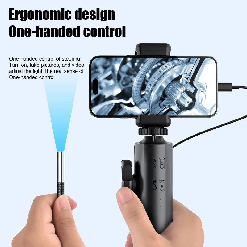 WDLUCKY 양방향 관절 내시경 산업용 내시경, 3.9mm 6.3mm IP67 스네이크 카메라, PC IOS 안드로이드 용 조명 포함