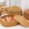 Large Capacity Rattan Woven Basket Bread Basket Kitchen Food Serving Holder Storage Baskets Home Garden Home Storage ganization 4